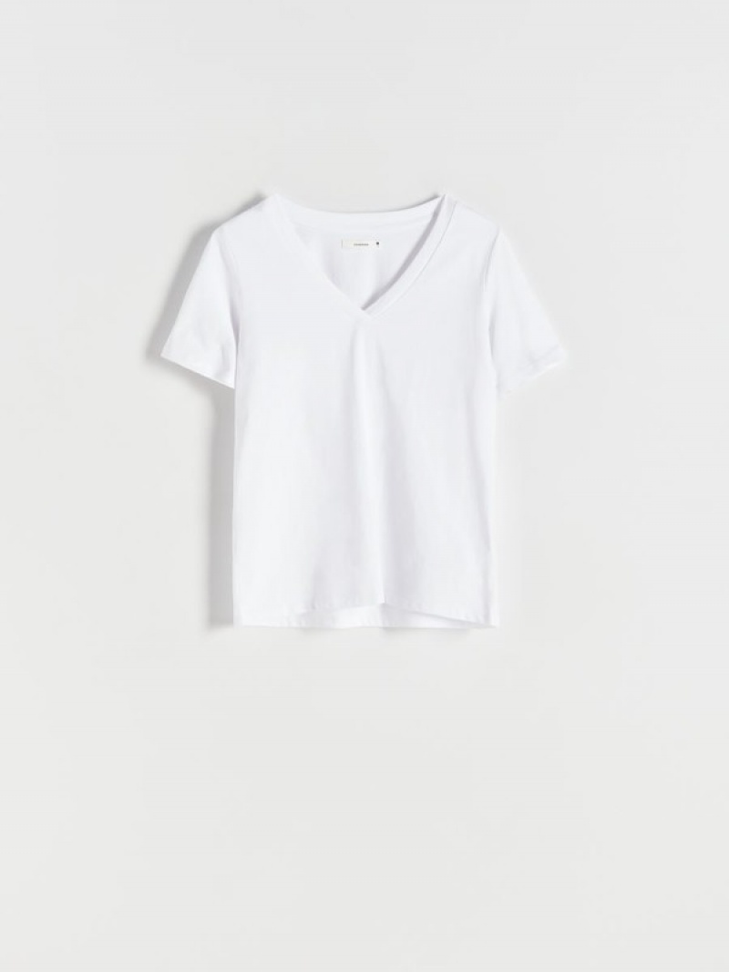 White Reserved Cotton Women's T-shirts | KLZI-23618