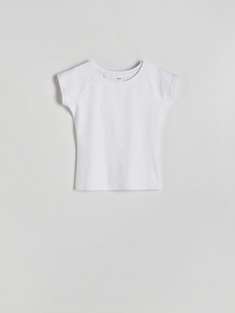 White Reserved Cotton Women's T-shirts | OGYJ-64398