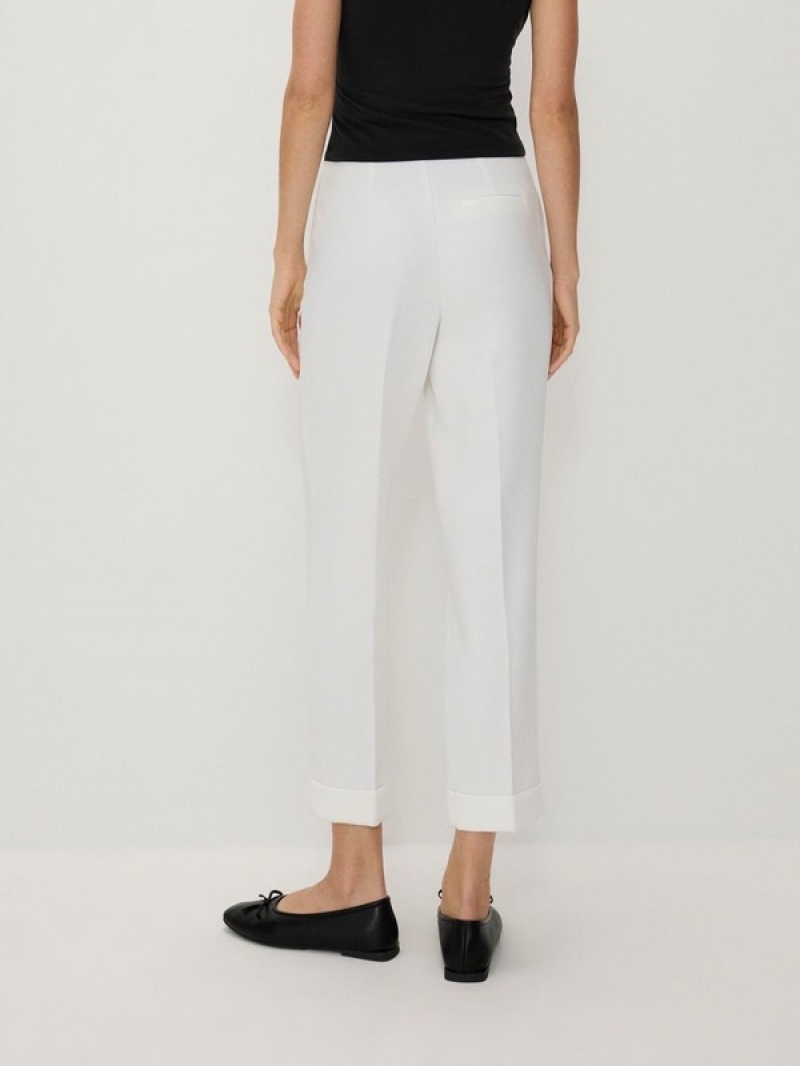 White Reserved Cuffs Women's Trousers | SCVZ-59718