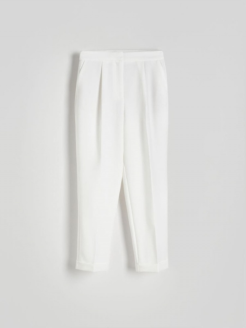 White Reserved Cuffs Women's Trousers | SCVZ-59718