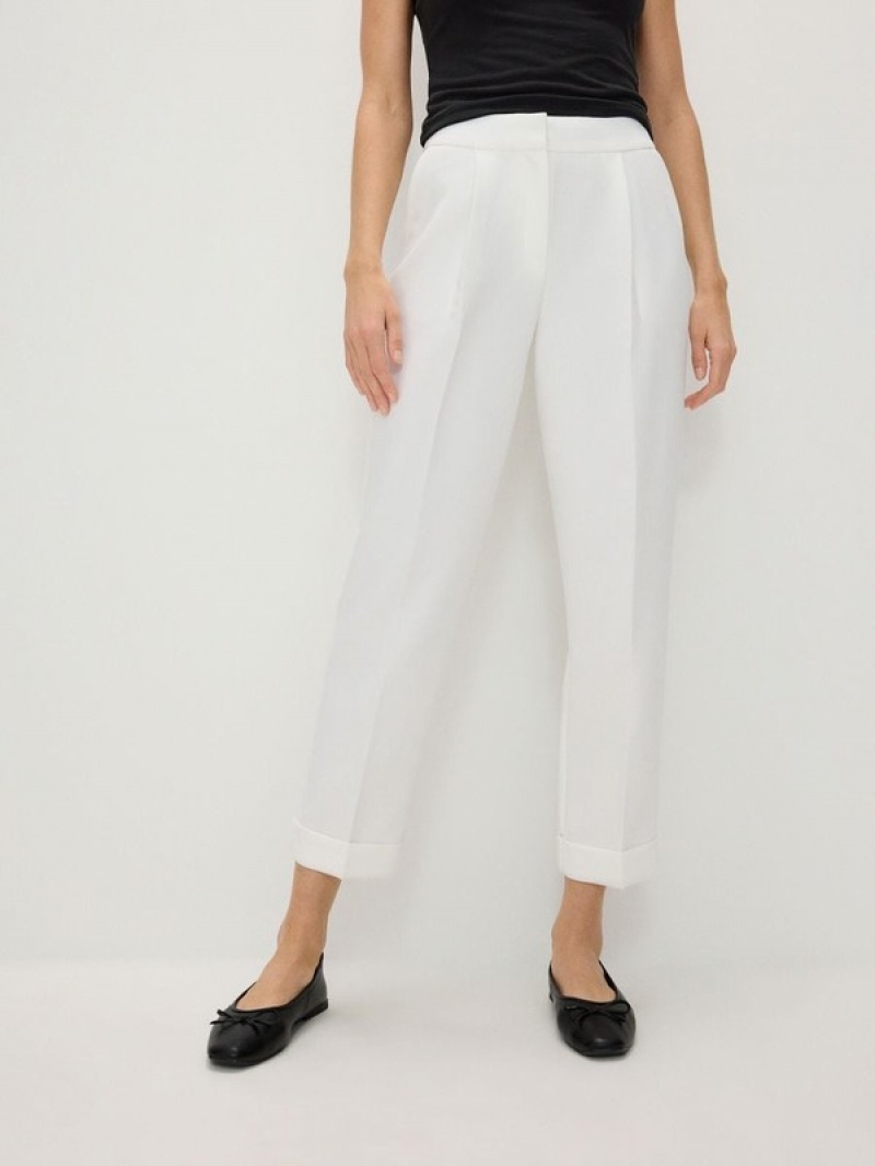 White Reserved Cuffs Women\'s Trousers | SCVZ-59718