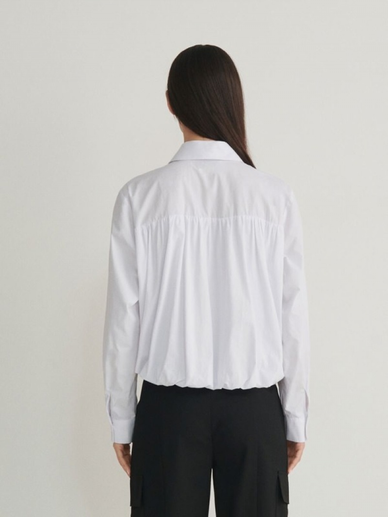 White Reserved Decorative Collar Women's Shirts | VRAP-28179