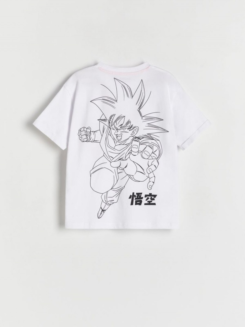 White Reserved Dragon Ball Z Boys' T-shirts | AVOB-19753