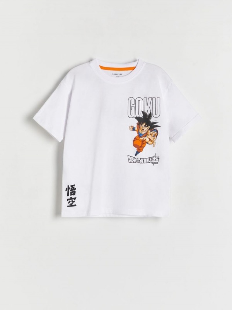 White Reserved Dragon Ball Z Boys' T-shirts | AVOB-19753