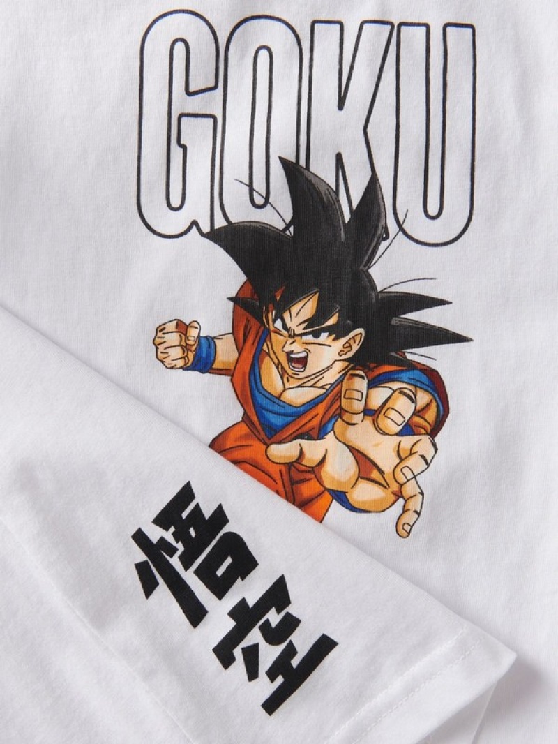 White Reserved Dragon Ball Z Boys' T-shirts | AVOB-19753