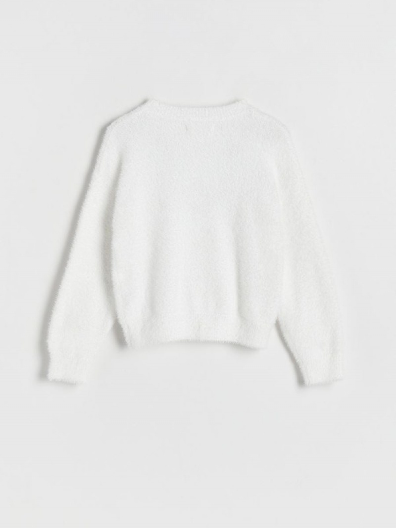 White Reserved Jumper Girls' Sweaters | PMAB-21037