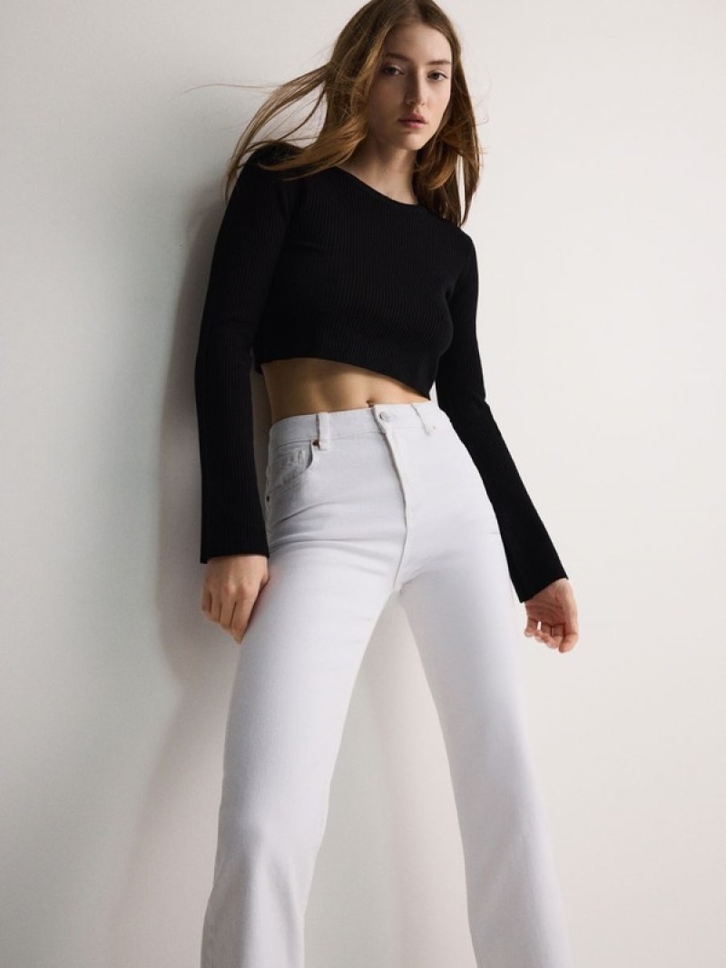 White Reserved Kick Flare Women's Jeans | WVPE-46123