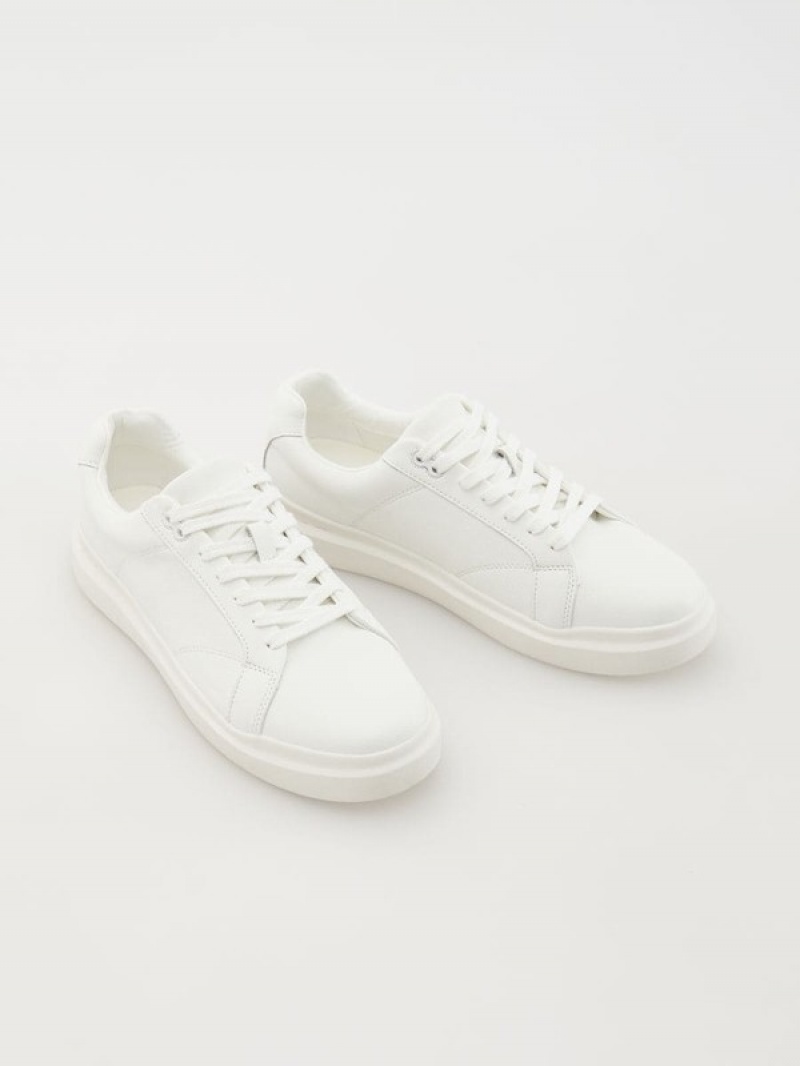 White Reserved Leather Rich Men's Shoes | ENCJ-79054