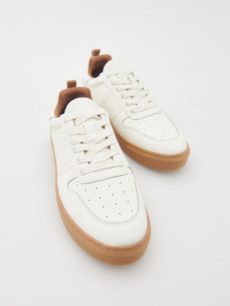 White Reserved Leather Rich Men's Shoes | REZO-87025