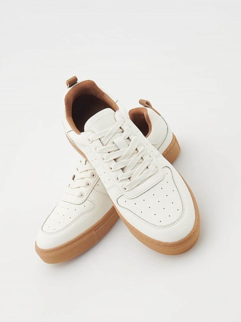 White Reserved Leather Rich Men's Shoes | REZO-87025