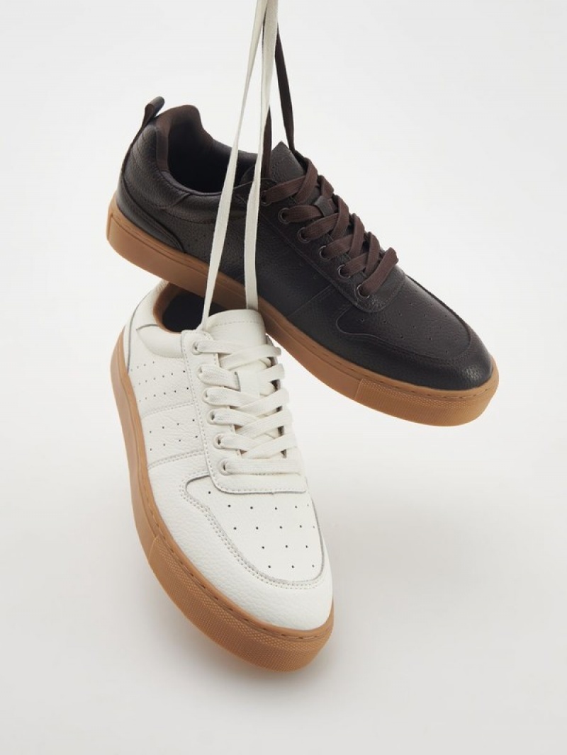 White Reserved Leather Rich Men's Shoes | REZO-87025