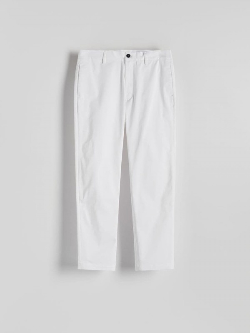 White Reserved Leisure Fit Chino Men's Trousers | CVOI-46309