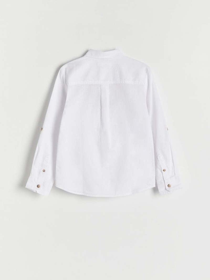 White Reserved Linen Rich Boys' Shirts | LDNH-84071