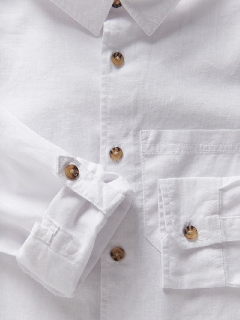 White Reserved Linen Rich Boys' Shirts | LDNH-84071