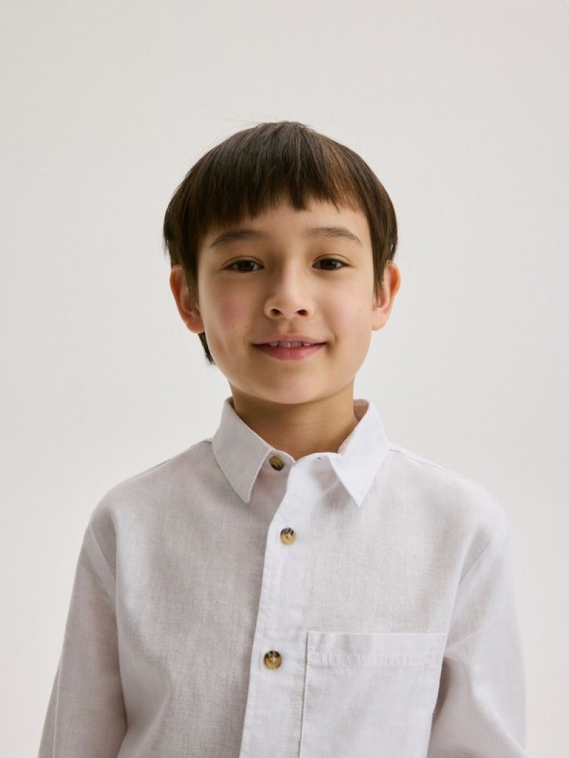 White Reserved Linen Rich Boys' Shirts | LDNH-84071