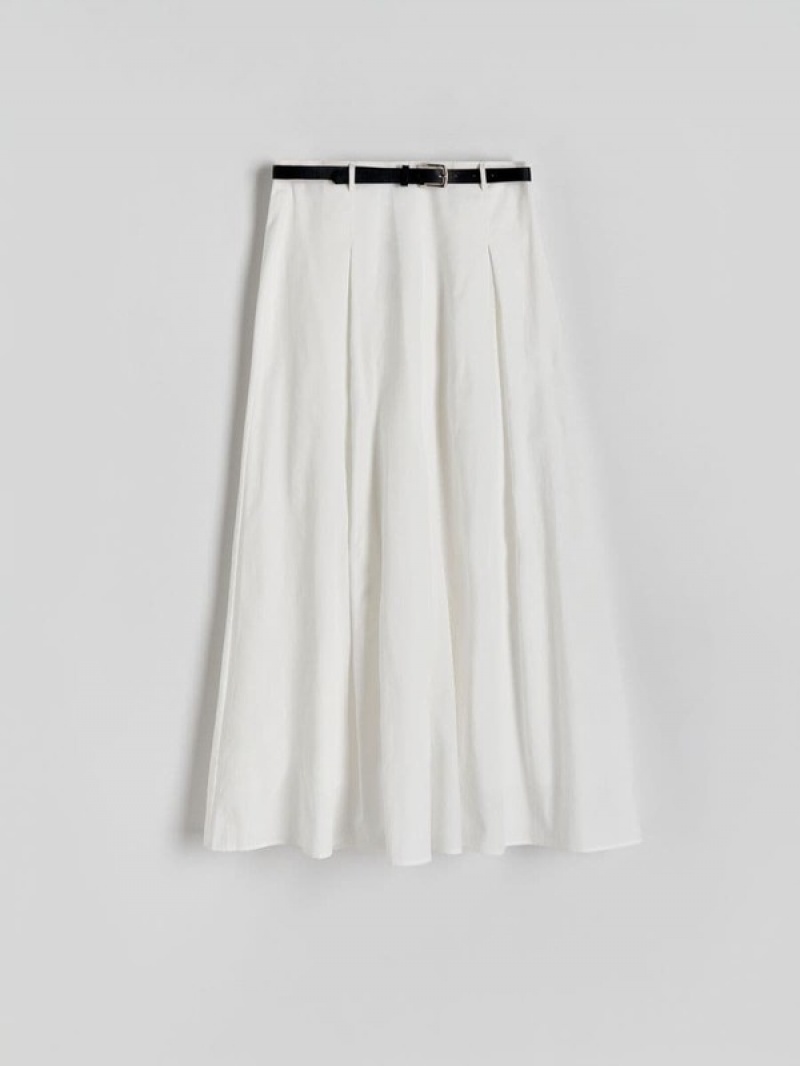 White Reserved Maxi With Women's Skirts | SJXU-84503