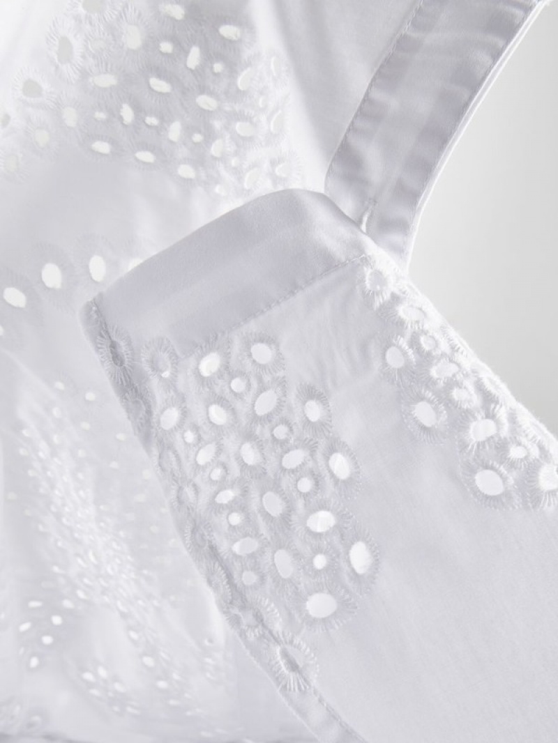 White Reserved Openwork Women's Shirts | EGPJ-21359