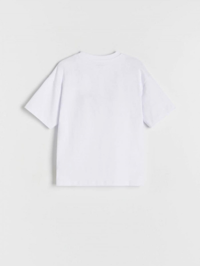 White Reserved Oversized Boys' T-shirts | NYTK-04967