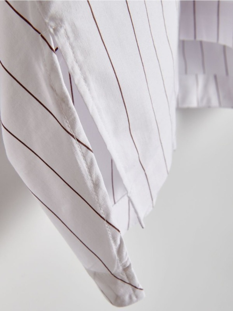 White Reserved Oversized Stripe Women's Shirts | XIMQ-75192