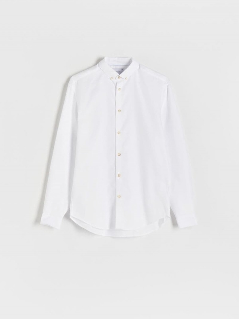 White Reserved Regular Fit Cotton Men's Shirts | CWGA-37619