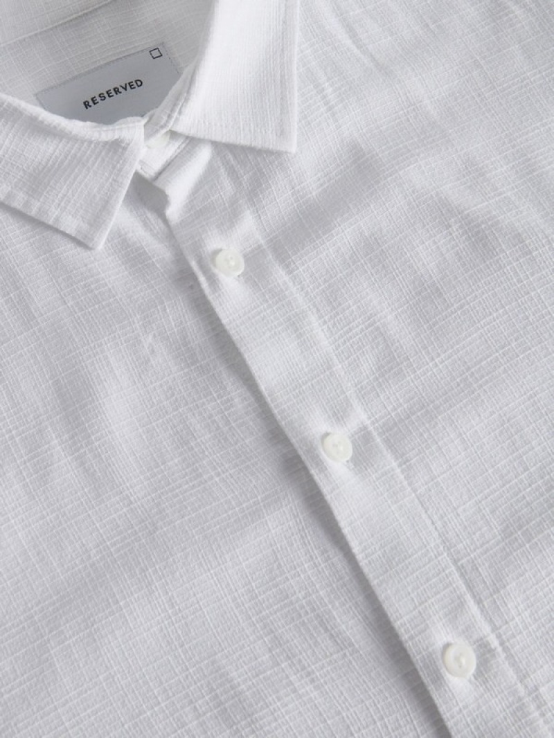 White Reserved Regular Fit Cotton Rich Men's Shirts | MBVC-78631