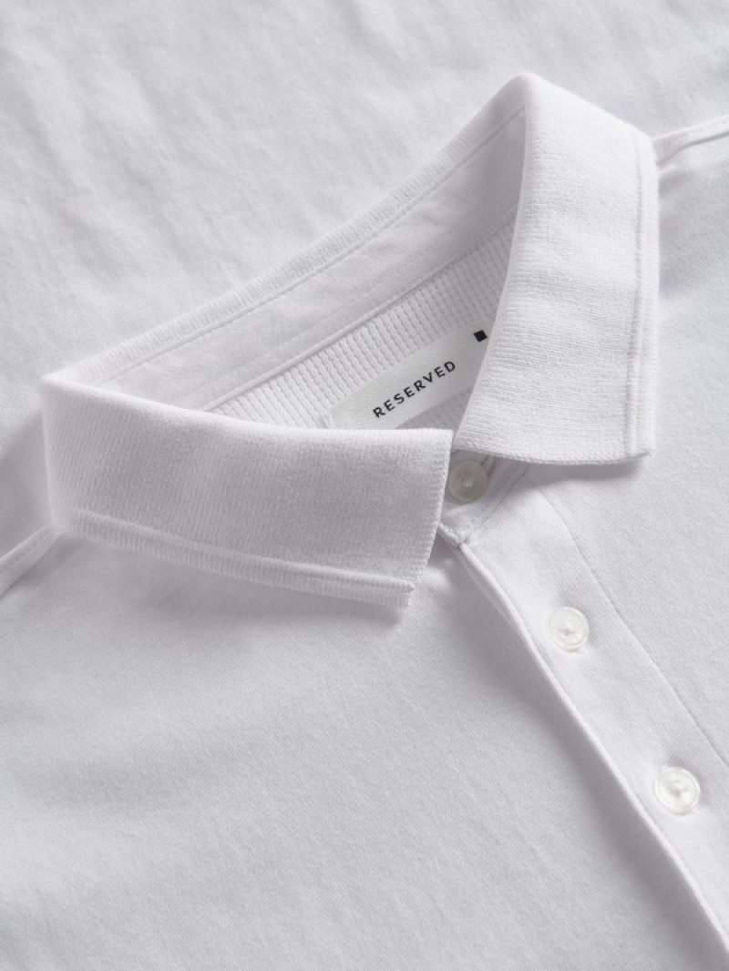 White Reserved Regular Fit Men's Polo Shirts | UICL-70439