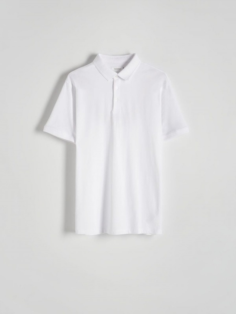 White Reserved Regular Fit Men's Polo Shirts | GMLE-61352