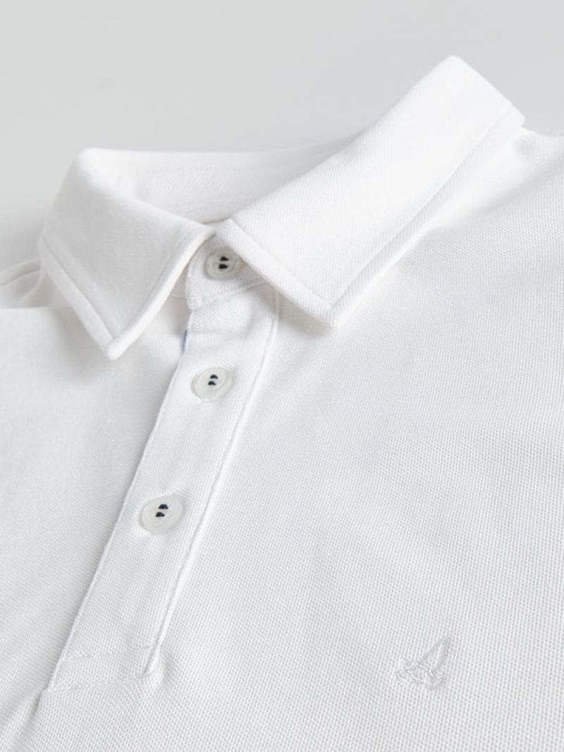 White Reserved Regular Fit Men's Polo Shirts | KLBS-42901