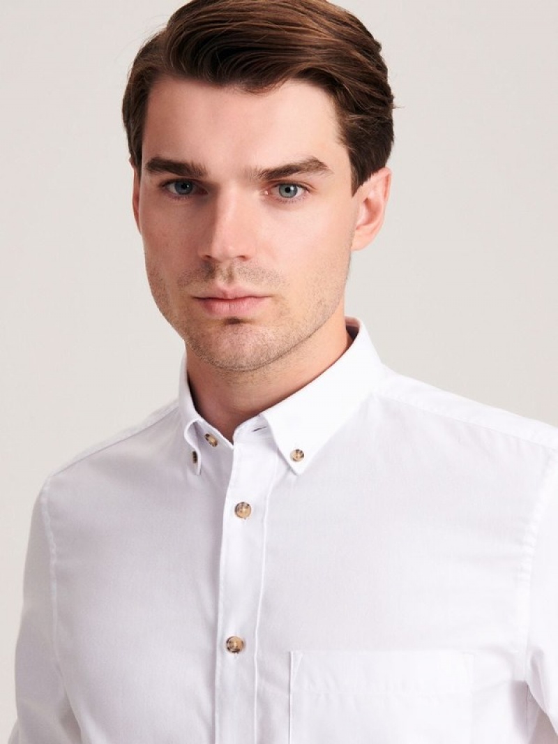 White Reserved Regular Fit Men's Shirts | BYHJ-46095