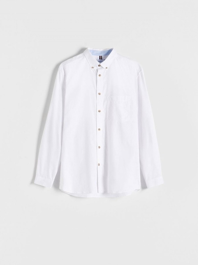 White Reserved Regular Fit Men's Shirts | BYHJ-46095