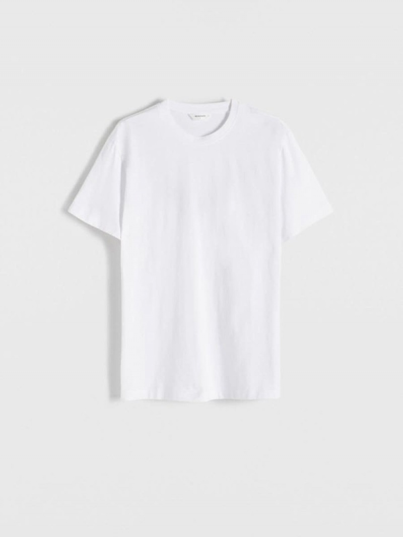 White Reserved Regular Fit Men's T-shirts | XIOQ-02681