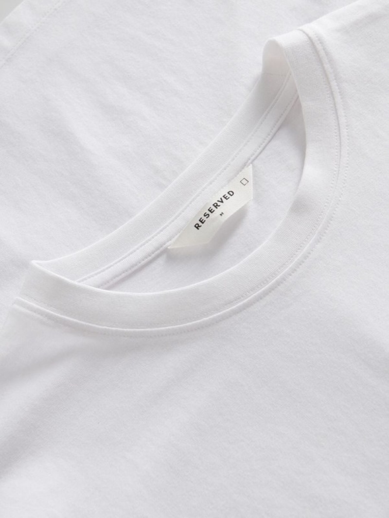 White Reserved Regular Fit Men's T-shirts | XIOQ-02681