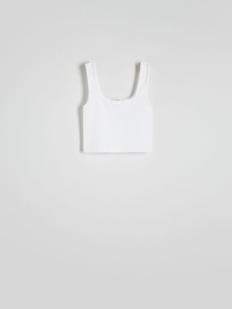 White Reserved Seamless Jersey Top Women's T-shirts | XMZV-42586