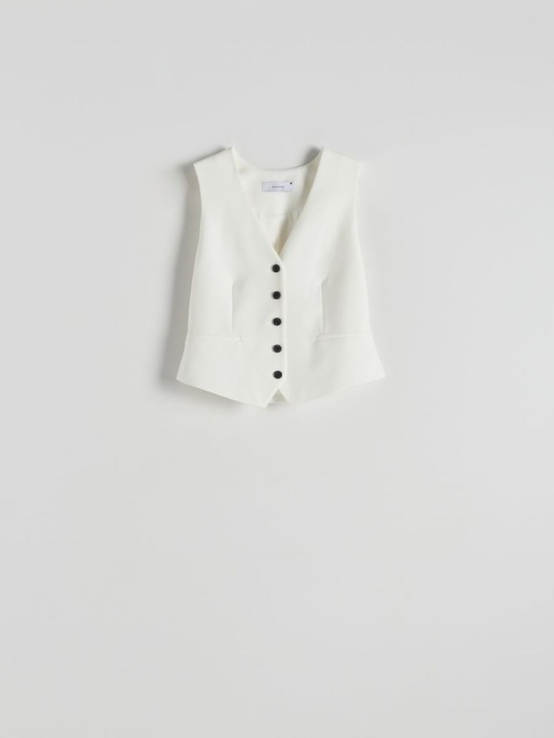 White Reserved Simple Women's Vest | NLYG-76593