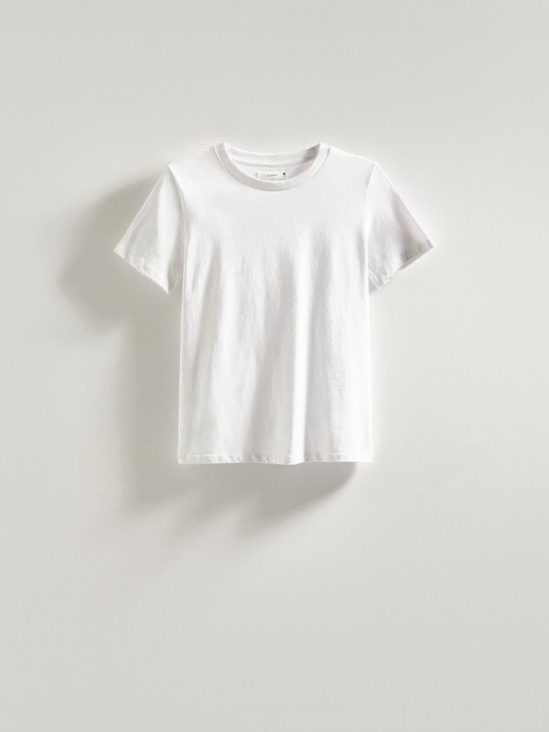 White Reserved Slim Fit Women's T-shirts | WAXK-96271