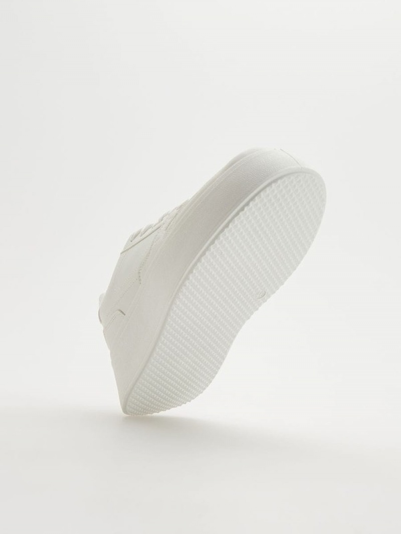 White Reserved Thick Sole Women's Sneakers | ONRS-28015