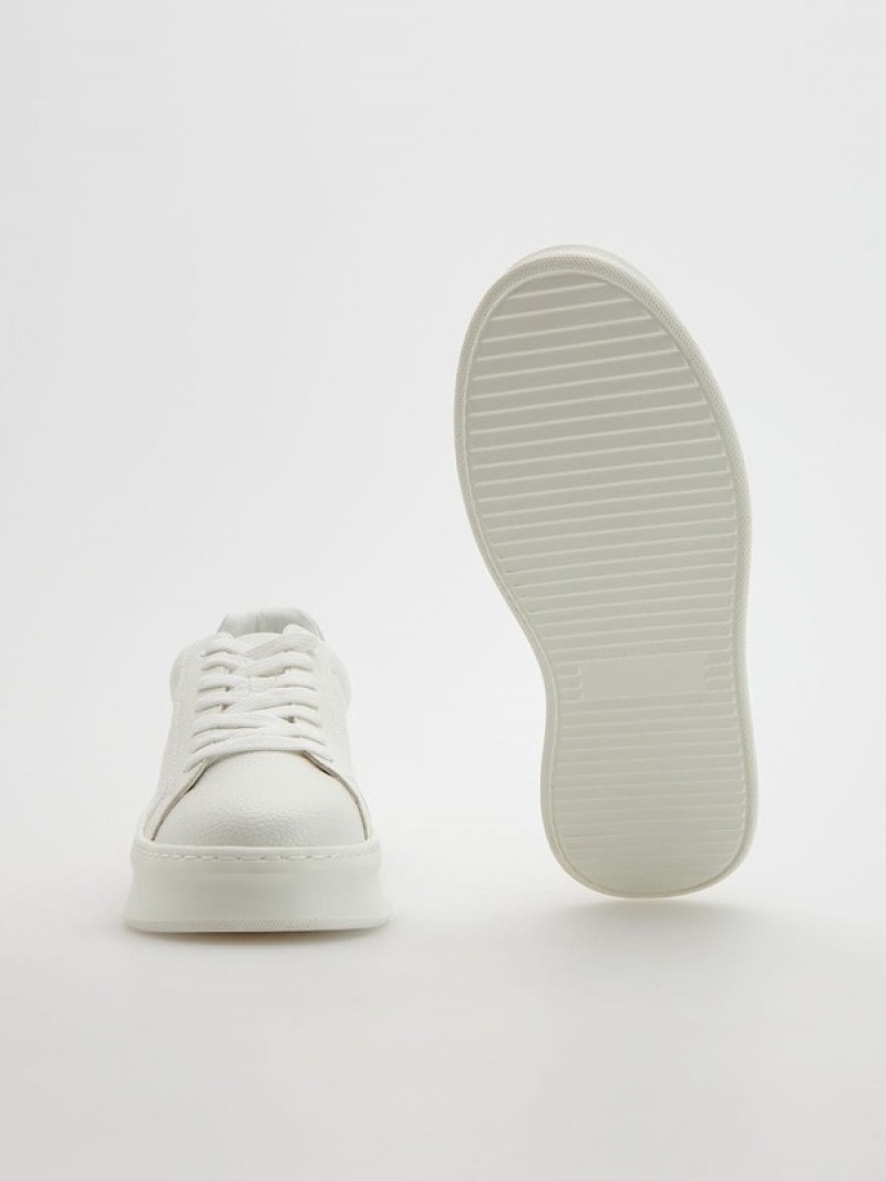 White Reserved Thick Sole Women's Sneakers | LZTR-62153