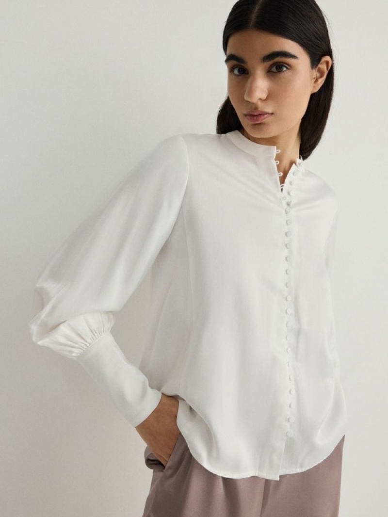 White Reserved Viscose Rich Women's Shirts | EPLM-45926