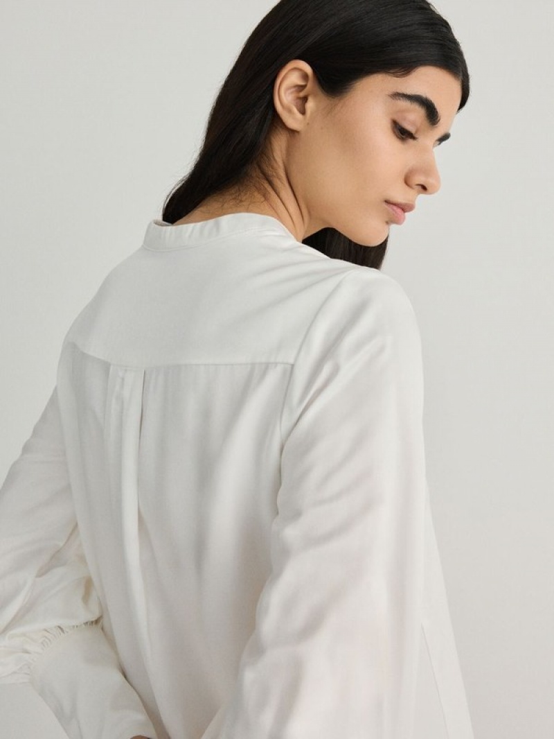 White Reserved Viscose Rich Women's Shirts | EPLM-45926