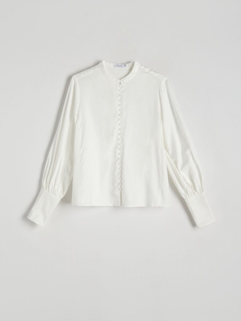 White Reserved Viscose Rich Women's Shirts | EPLM-45926