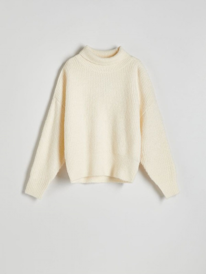 White Reserved Wool Blend Women's Sweaters | SLTF-97684