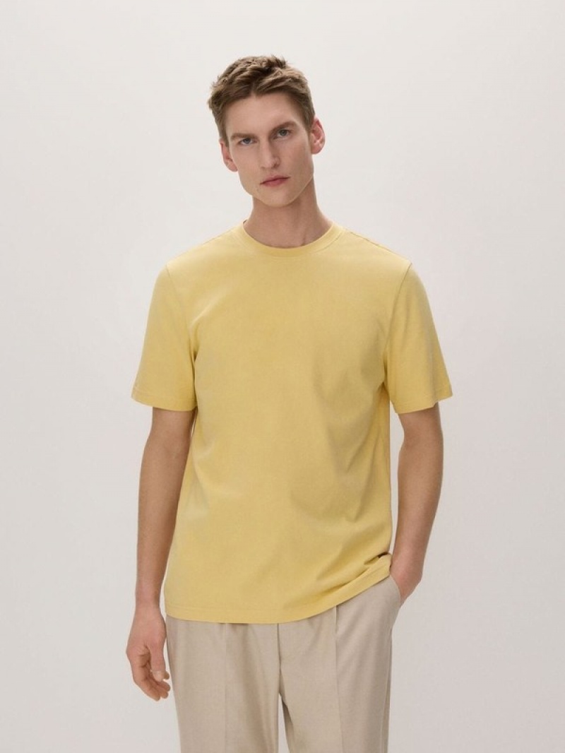 Yellow Reserved Regular Fit Cotton Men's T-shirts | ESRJ-90163