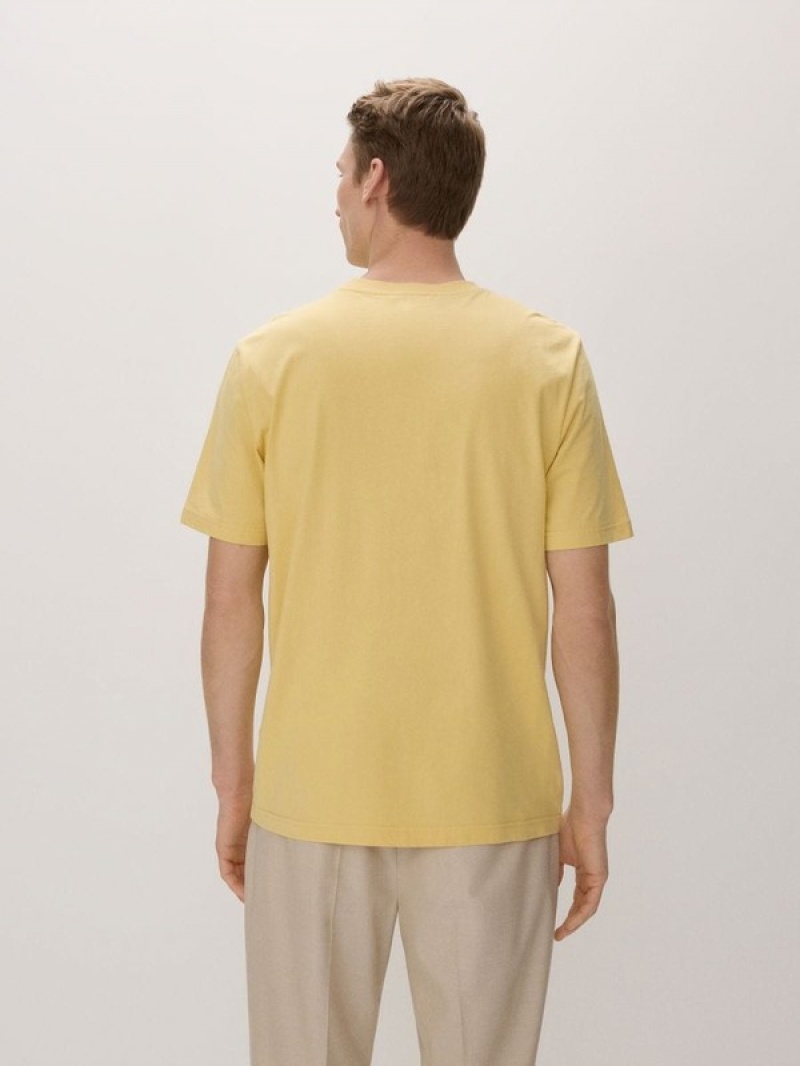 Yellow Reserved Regular Fit Cotton Men's T-shirts | ESRJ-90163