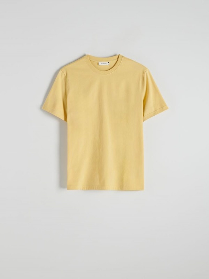 Yellow Reserved Regular Fit Cotton Men's T-shirts | ESRJ-90163