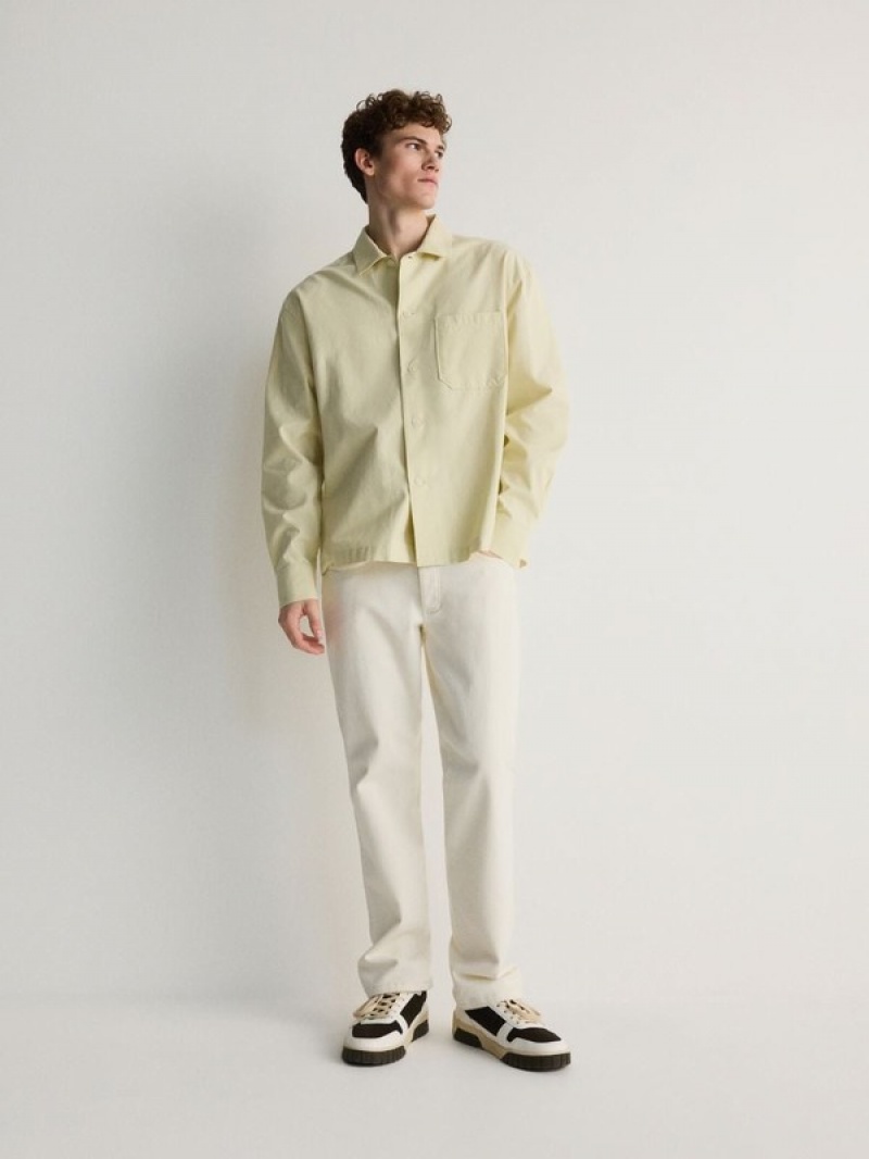 Yellow / Green Reserved Comfort Fit Men's Shirts | GJTS-45723