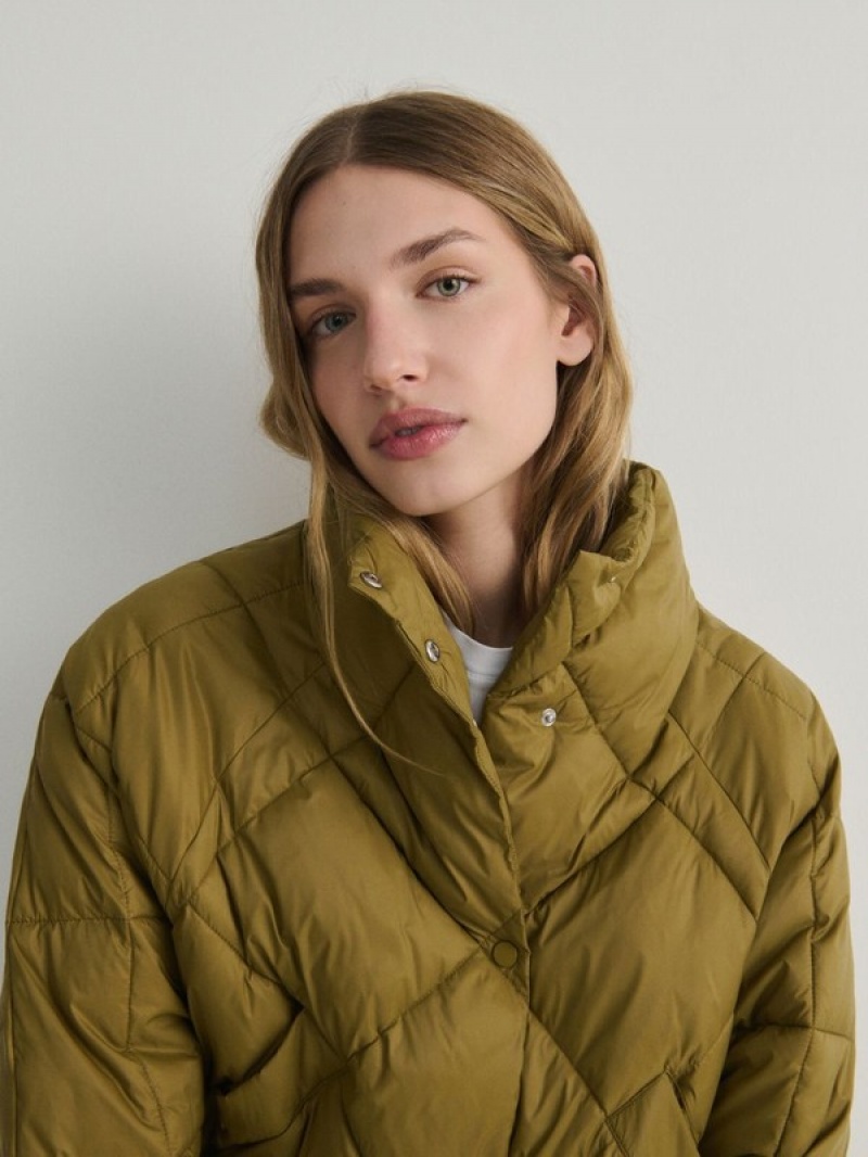 Yellow / Green Reserved Quilted Women's Jackets | WHFD-91843